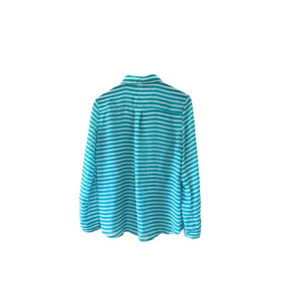 Old Navy Teal Striped Sheer Button-Down Size M Shirt Long Sleeve - Picture 2 of 12